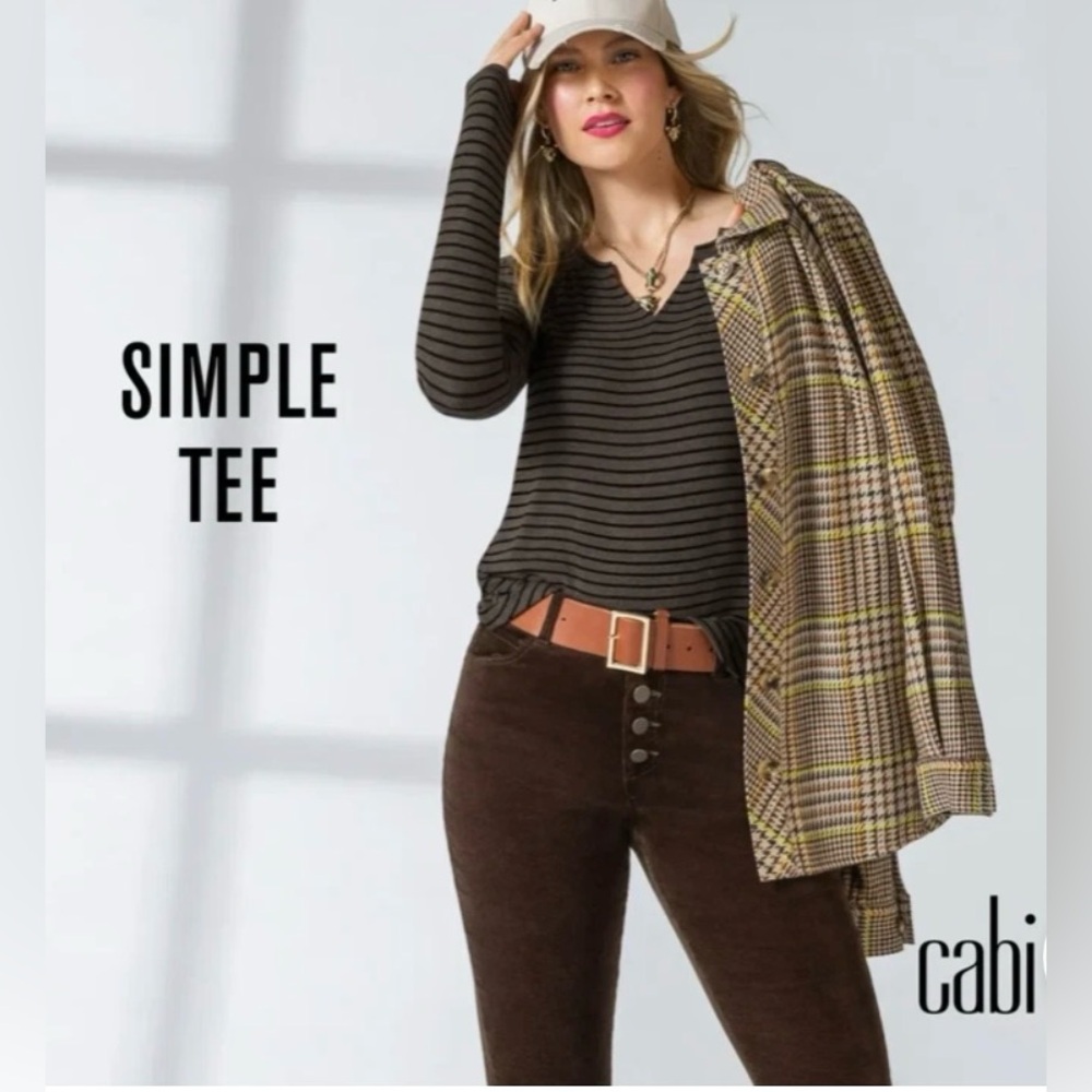 CABI SIMPLE TEE IN HEATHER BROWN
